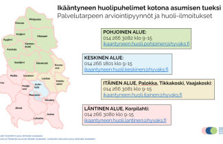 Kartta Ikääntyneen huolipuhelimen numeroista