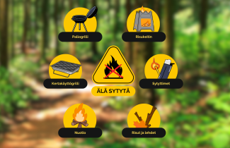 Maastopalovaroituksen aikana ei saa sytyttää avotulta, kuten kertakäyttögrilliä, risukeitintä tai nuotiota