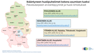 Kartta Ikääntyneen huolipuhelimen numeroista