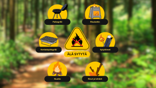 Maastopalovaroituksen aikana ei saa sytyttää avotulta, kuten kertakäyttögrilliä, risukeitintä tai nuotiota